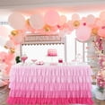 thumbnail image 6 of 6 Ft Tulle Table Skirt, 5 Tier Pink Gradient Tablecloth Tutu Chiffon Table Skirting, 6 of 9