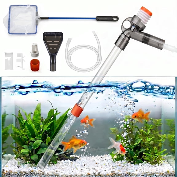 Alylo Manual Siphon Aquarium Gravel Cleaner, 4-in-1 Fish Tank Water Changer Kit with Built-in Pump
