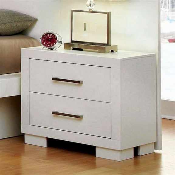 Bowery Hill 2 Drawer Contemporary Nightstand in White
