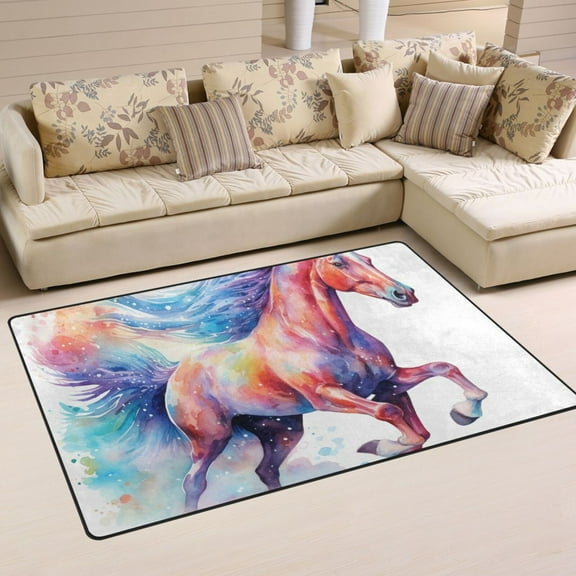 Horse Colorful Area Rug Washable Floor Carpet Mat 60 x 39 inch for Bedroom Living Room Kids Room Home Decor