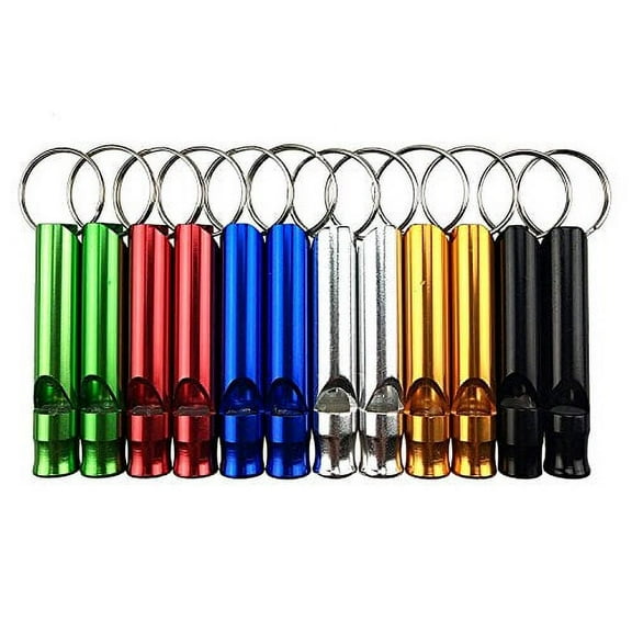ReedCA 12PCS Assorted Colors Aluminum Emergency Survival Whistles with Key Chain