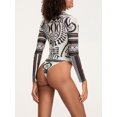 thumbnail image 6 of LMLYSoH Women Bodysuit, Long Sleeve Printed Mock Neck Triangle Bottom Romper, Wild Fashion Bodycon Jumpsuit, 6 of 8