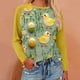 thumbnail image 1 of MHFRRA Camiseta Holgada de Manga Larga con Estampado de Pascua para Mujer Amarillo, 1 of 3