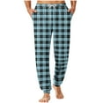 thumbnail image 2 of Yusimy Men's Checkered Jogger Pajama Pants - Elastic Waist with Drawstring, Pocket, Cuffed Ankle, Soft Fabric, Sleek Casual Loungewear for Home, 2 of 5