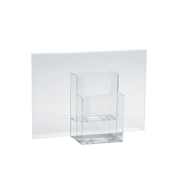 (2) Sign Holder Frame w/ Two-Tier Trifold Pockets: 4.125"W X 9.125"H (each) Graphic Size. Overall Frame Size: 13"W x 9.125"H, 2-Pack