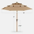 thumbnail image 2 of Best Choice Products Woodgrain Pattern 10ft 3-Tier Solar Patio Umbrella w/ 24 LED Lights, Tilt - Tan, 2 of 8