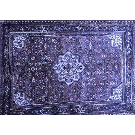 Ahgly Company Machine Washable Indoor Rectangle Persian Blue Traditional Area Rugs, 8' x 12'