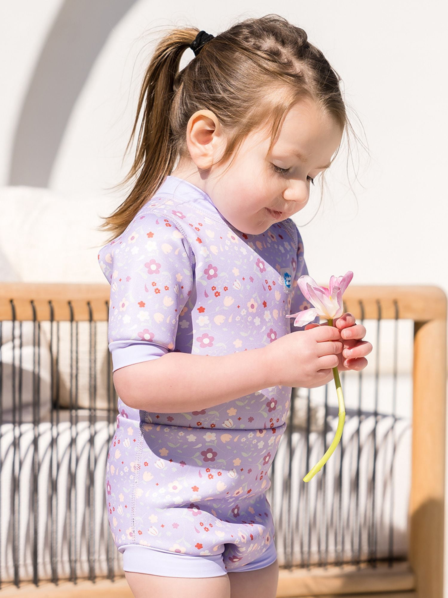 Splash About Happy Nappy™™ Wetsuit with Swim Diaper with Swim Diaper, Lilac Spring, 0-4 Months
