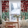 thumbnail image 3 of Red Plaid Snowman Christmas Sheer Curtains 84 Inches Long, Xmas Tree Rustic Snowflake Light Filtering Window Curtains for Living Room, Rod Pocket Voile Sheer Curtain Drapes, 52"Wx84"L, 2 Panels, 3 of 9