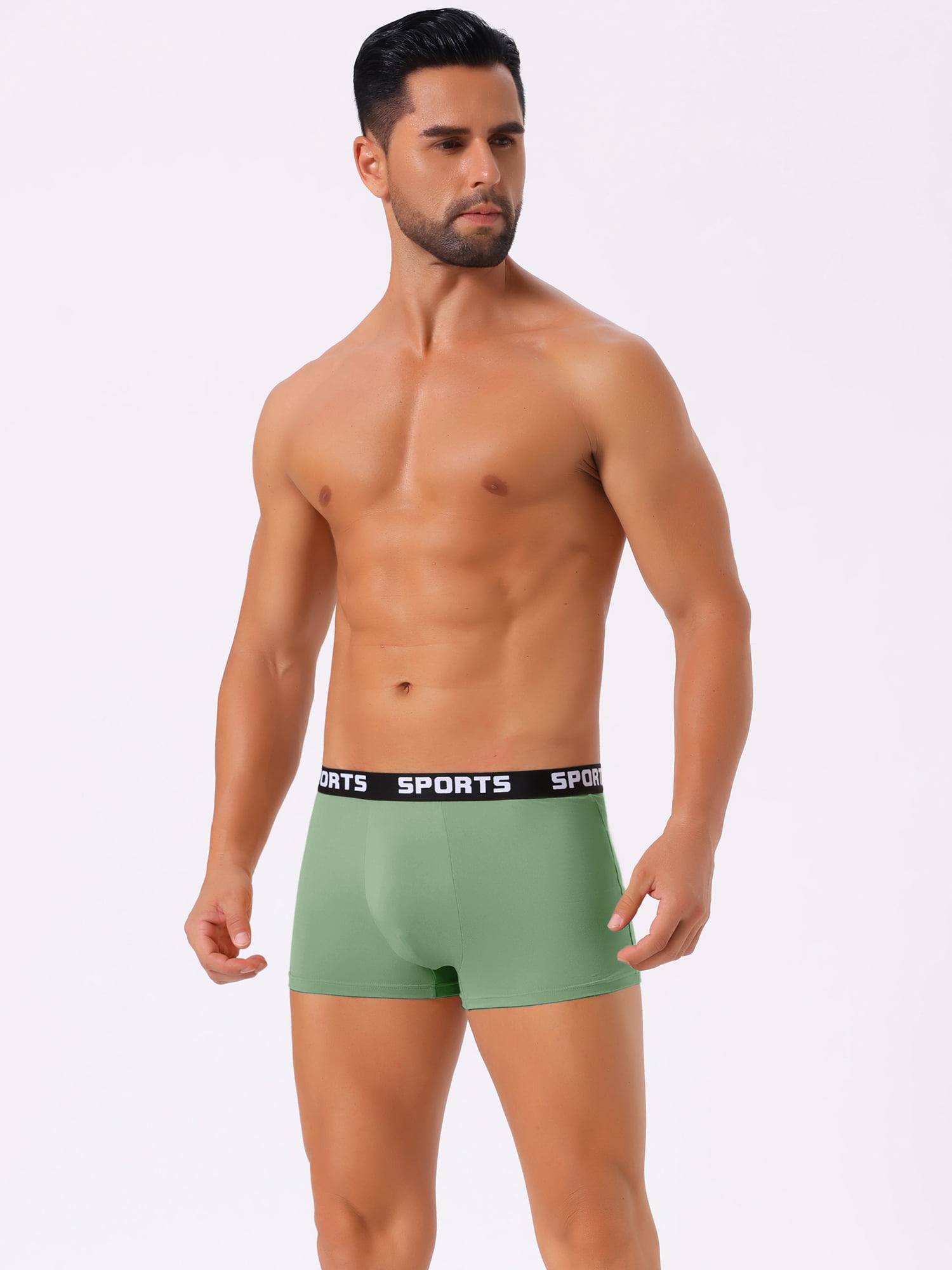 DARING DIVA Men's Lightweight Short Leg Stretch Boxer Briefs 32 Green