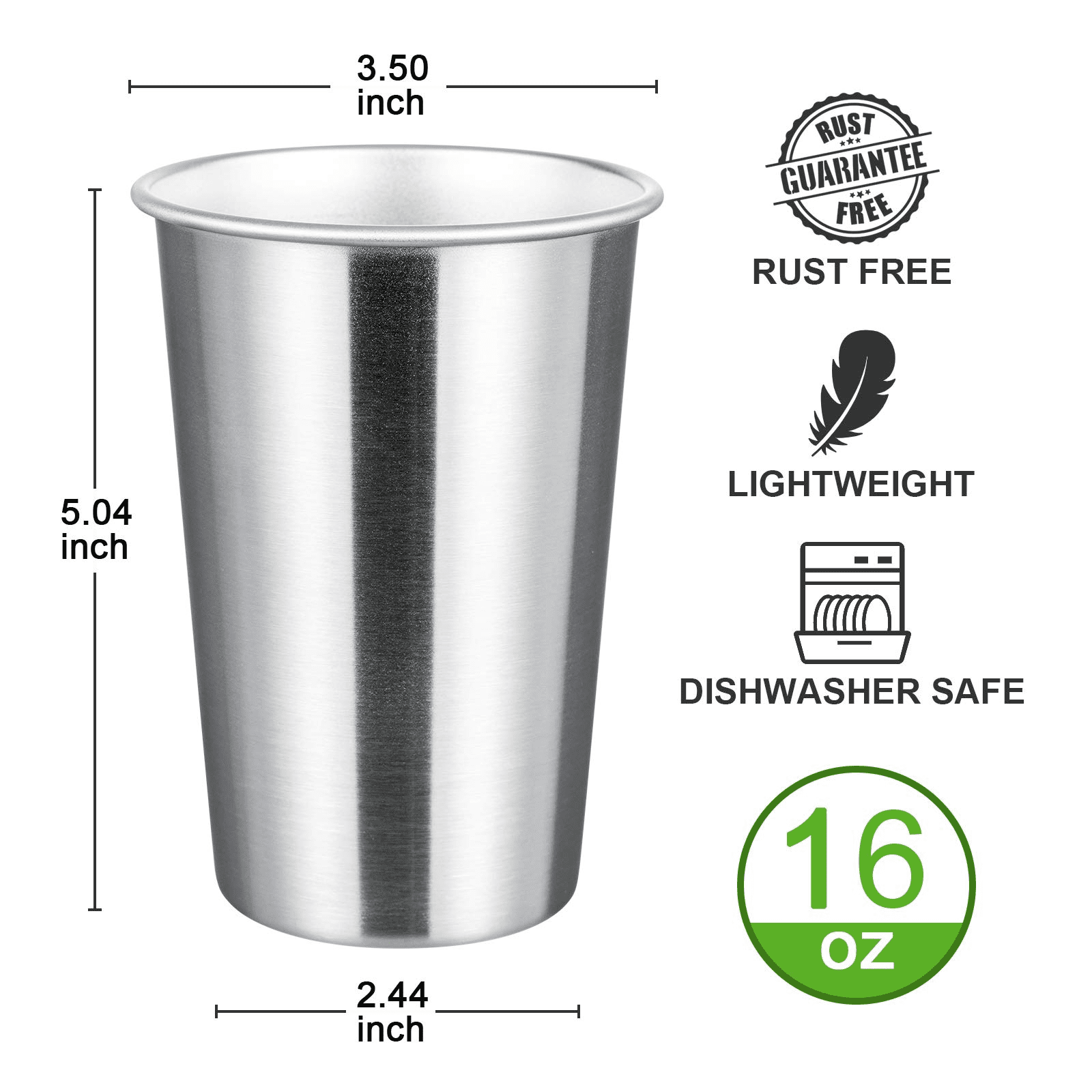 8 Pack Stainless Steel Cups 16 Oz, Double Wall Vacuum Pint Cup Tumbler,  Stackable Metal Cups Unbreak…See more 8 Pack Stainless Steel Cups 16 Oz