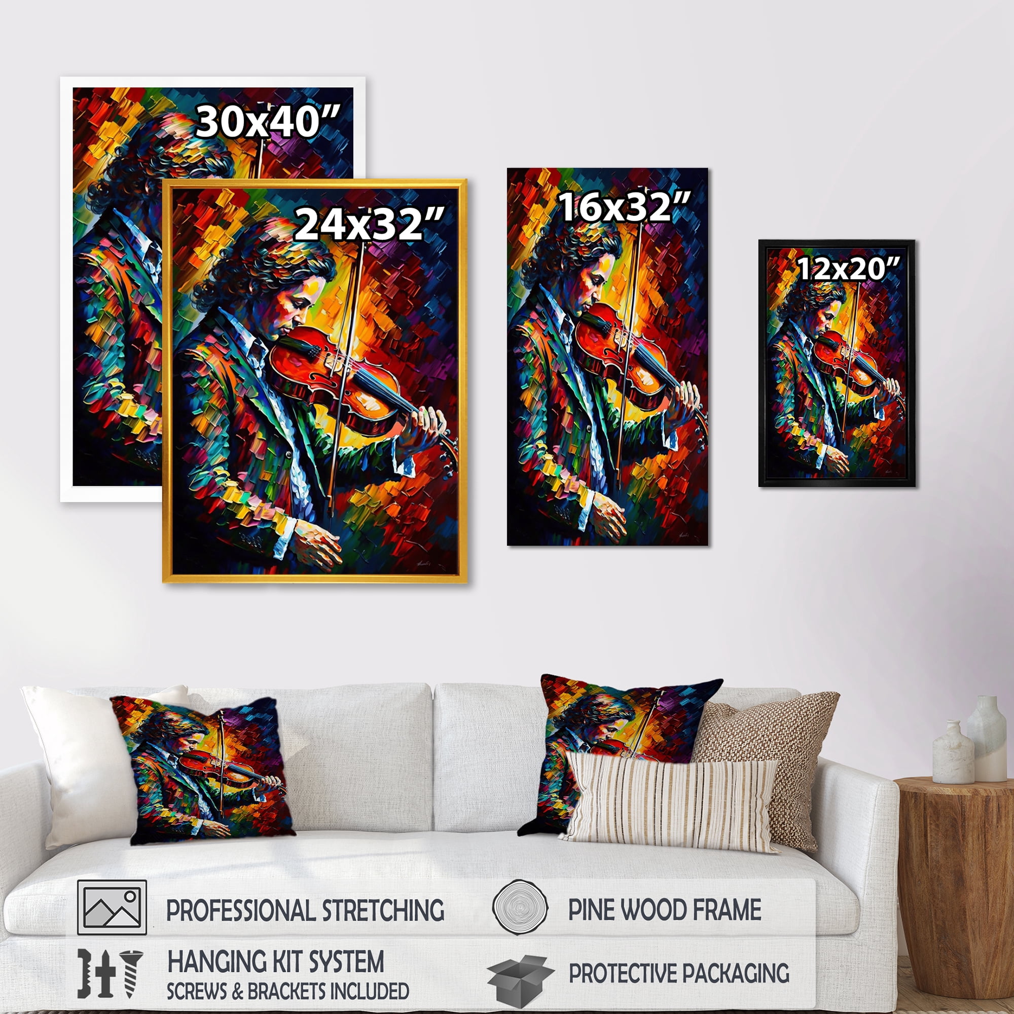 Designart Violin Player I Canvas Wall Art