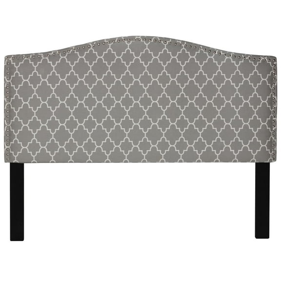 Cortesi Home  Lena Grey Upholstered Queen Headboard with Nailhead Trim