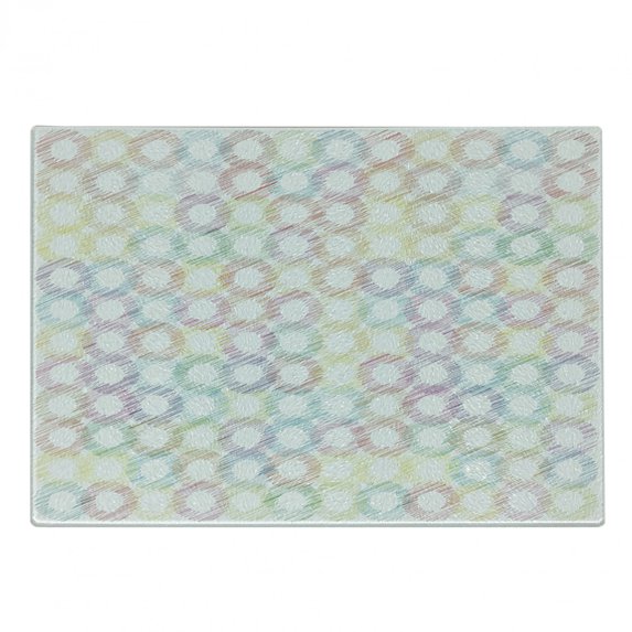 Abstract Cutting Board, Grunge Colorful Disc Shaped Circles Background New Distressed Concept Art Graphic, Decorative Tempered Glass Cutting and Serving Board, Small Size, Multicolor, by Ambesonne