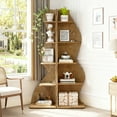 thumbnail image 3 of Fnova 70" 5-Tier Corner Shelving Unit, Modern Tall Storage Shelf Bookcase Plant Stand Organizer Unit for Home Office Living Room Bedroom, Woodtone, 3 of 19
