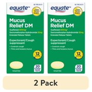 (2 pack) Equate Mucus Relief DM, Extended-Release Tablets, Chest Congestion Relief and Cough Suppressant