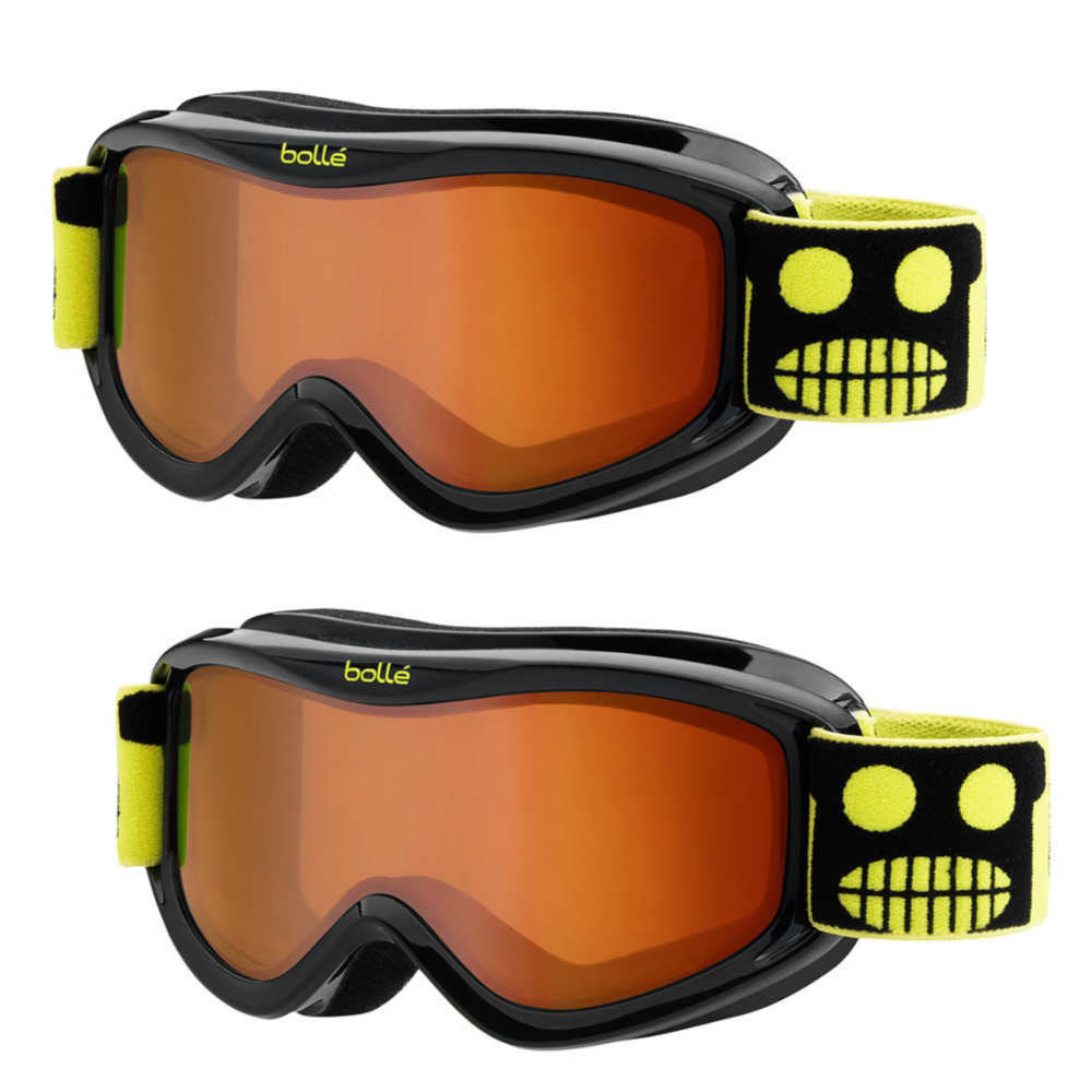 Bolle AMP Youth/Junior Snow Goggles, 2Pack (Black Robot Frame, Vermillon Lens)