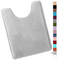 ComfiTime Bathroom Contour Rugs – 1 inch Thick Memory Foam, 20" x 23" Bath Mat for Toliet, Soft Plush Velvet Top, Non-Slip,Ultra Absorbent, Small, Large & Long Rugs for Bathroom Floor, Soft Gray