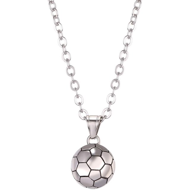 Collar con colgante de balón de fútbol Titantium con cadena gratis para hombres y mujeres