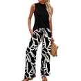 thumbnail image 4 of ZToonmas Women's 2 Piece Outfits Sleeveless Top and Loose Wide Leg Pants Set Casual High Waist Palazzo Pants Suit, 4 of 7