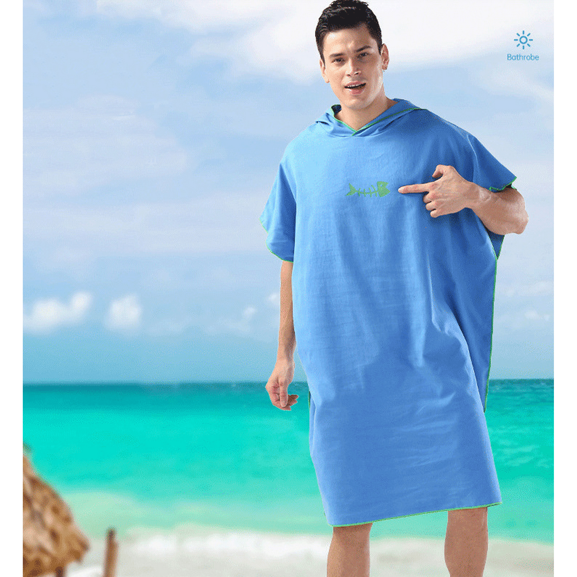 Serviette de plage Poncho Capuche de bain Peignoir a sechage rapide Serviette de bain