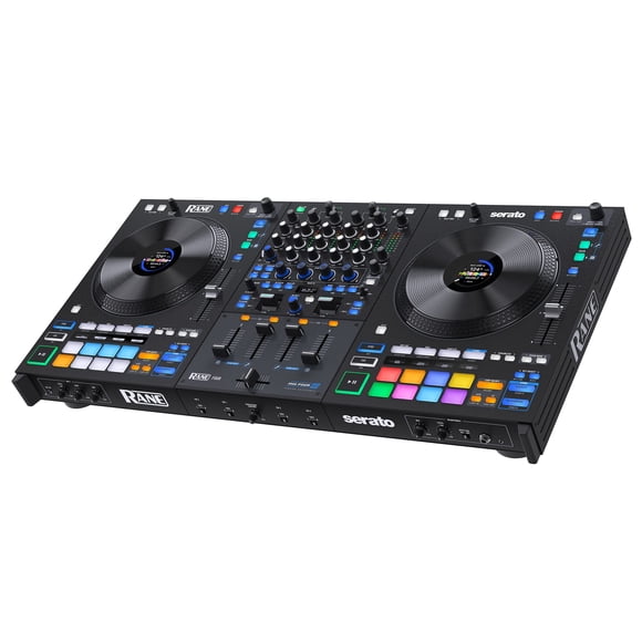 RANE FOUR Controlador de DJ avanzado de 4 canales con Stems - Jog Wheels de 8.5" con pantallas, mezclador de DJ con efectos internos, Serato DJ Pro y Pitch 'n Time DJ incluidos