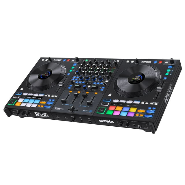 RANE FOUR Controlador de DJ avanzado de 4 canales con Stems - Jog Wheels de 8.5" con pantallas, mezclador de DJ con efectos internos, Serato DJ Pro y Pitch 'n Time DJ incluidos
