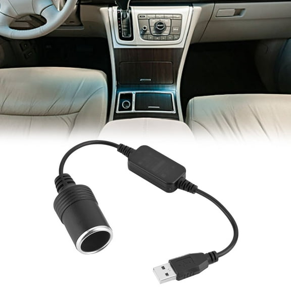 USB Port to 12V Car Cigarette Lighter Socket Female Converter Adapter Cord