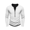 thumbnail image 4 of Aimik Men's Layered Quarter Zip Sweatshirt Ribbed Knit Contrast Collar Trim Soft Warm Smart Casual Golf Top, 4 of 6