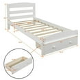 thumbnail image 2 of Kacho Twin Size Wood Bed Frame with Storage Drawer, Wood Platform Bed Frame with Footboard, Wood Slat Support, No Box Spring Needed, Easy Assembly, Noise-Free, White, 2 of 8