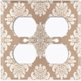 thumbnail image 2 of Metal Light Switch Plate Outlet Cover (Damask Tan 2 - Double Duplex), 2 of 2