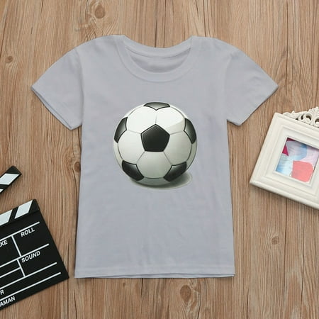 

BSDHBS Boys Clothing Sets Children Kid Girls Boys Football Soccer Print Casual T-shirt Tops Shirts