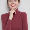thumbnail image 1 of Suéter de mujer Otoño e Invierno Suéter de lana engrosado Cuello alto Jersey de barra de tiro Solapa corta Camisa de base de punto entallada, 1 of 6