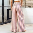 thumbnail image 5 of Mifsaly Womens Lounge Pants Colorful Striped Casual Palazzo Trousers High Waist Drawstring Elastic Waist Summer Beach Flowy Lounge Pants with Pockets Khaki,XXL, 5 of 6