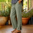 thumbnail image 3 of Sexlip Womens Straight Leg Pants Summer elastic waist tapered leg lightweight fabric breathable wrinkle resistant for Casual Sports wear Green L, 3 of 8