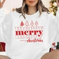 thumbnail image 6 of HOMBOM Womens Christmas Sweatshirt Ultra Soft Fleece Relaxed Fit Merry Print Crewneck Holiday Gift Festive Top, 6 of 8
