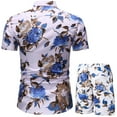 thumbnail image 3 of Stamzod Mens outfit Set Short Sleeve Shirts and Shorts 2 Piece Retro Print Short Set Slim Button Up Hawaiian Shirt Suits, 3 of 3