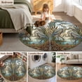 thumbnail image 5 of Round Area Rug 5 Ft, Vintage Cranes Washable Non-Slip Circle Carpet for Living Room/Bedroom, Country Retro Chic Glass Flower Textured Low-Profile Runner Mats Collection Rugs for Indoor, 5 of 8