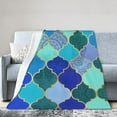 thumbnail image 2 of XMXY Fleece Throw Blanket for Couch, Blue Green Morocco Lightweight Plush Fuzzy Cozy Soft Bed Blankets and Throws for Sofa, 60"x50" inches, 2 of 8