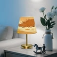 thumbnail image 6 of Modern Minimalist Cone Desk Lamp Antique Bronze Base & Linen Shade Bedside Table Lamp for Bedroom Living Room, Office, Dorm Brown and Yellow Colors Medium, 6 of 8