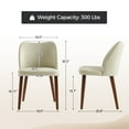thumbnail image 4 of Dining Chairs Set of 2 Fabric Upholstered Armless Accent Side Chair Solid Wood Legs Curved Backrest Home Kitchen Living Room Bedroom Ivory, 4 of 10