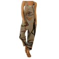 thumbnail image 1 of Gibobby pantalones holgados de oficina Estampado casual Tirantes abstractos Mono retro Damas Mono de mujer(Caqui， XL), 1 of 5