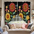 thumbnail image 2 of Spring Boho Swag Curtain Valance for Windows, Red Yellow Sunflower Leaves Dots Plant Painting Window Treatments Short Swag Topper for Kitchen Windows Bathroom Bedroom, 36"x36", 2 of 8