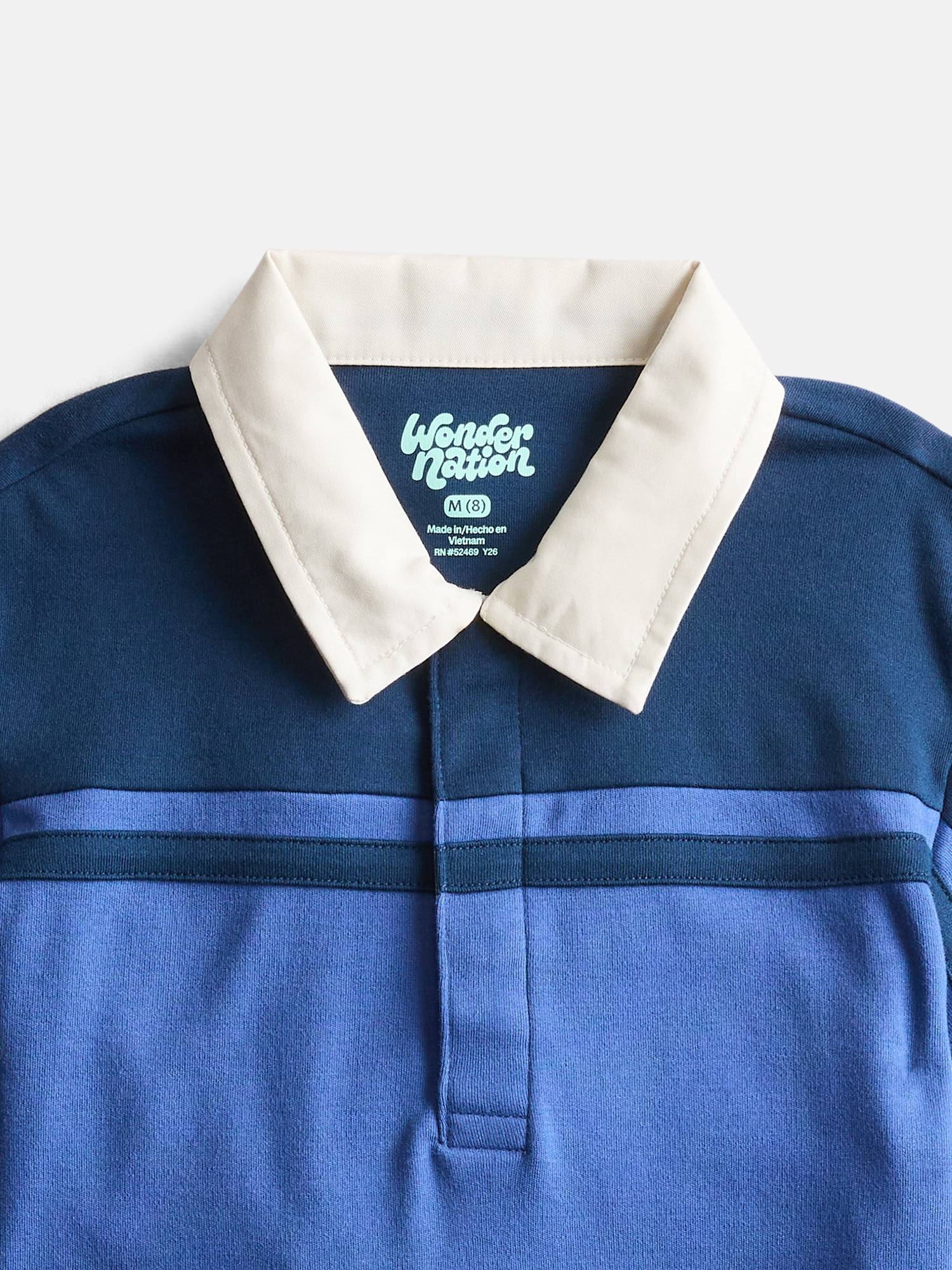 Wonder Nation Boys Colorblock Rugby Polo Shirt with Short Sleeves Size XS-XXL