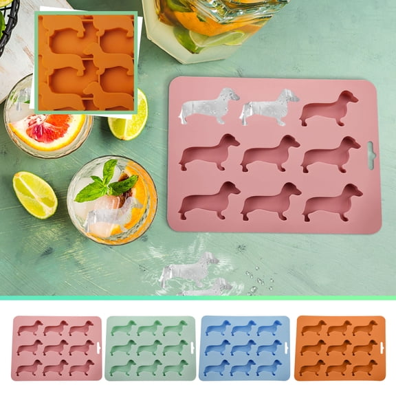 Dachshund Dog Shaped Ice Cube Tray Mold, Flexible Food-Grade Silicone for Ice, Candy, Chocolate, Cake Decor, Dishwasher , 9 Cavities