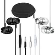 2 Packs Earbud Headphones with Remote & Microphone and Case, findTop Earphone Stereo Noise Isolating Tangle Free