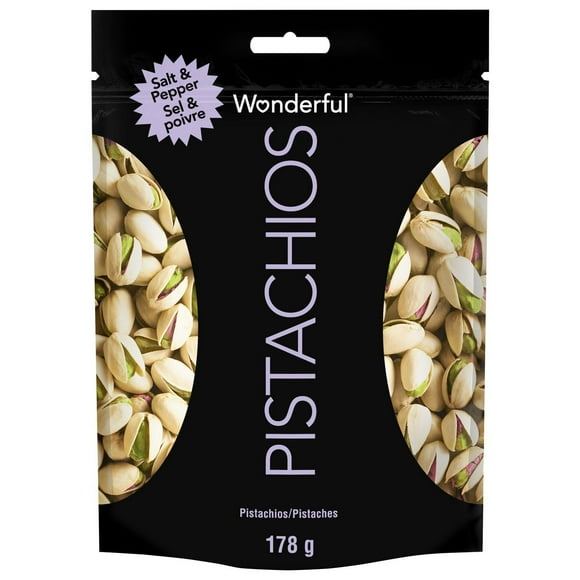 Wonderful Pistachios In-Shell Salt & Pepper Nuts, 178g Resealable Bag, Pistachios with Salt & Pepper