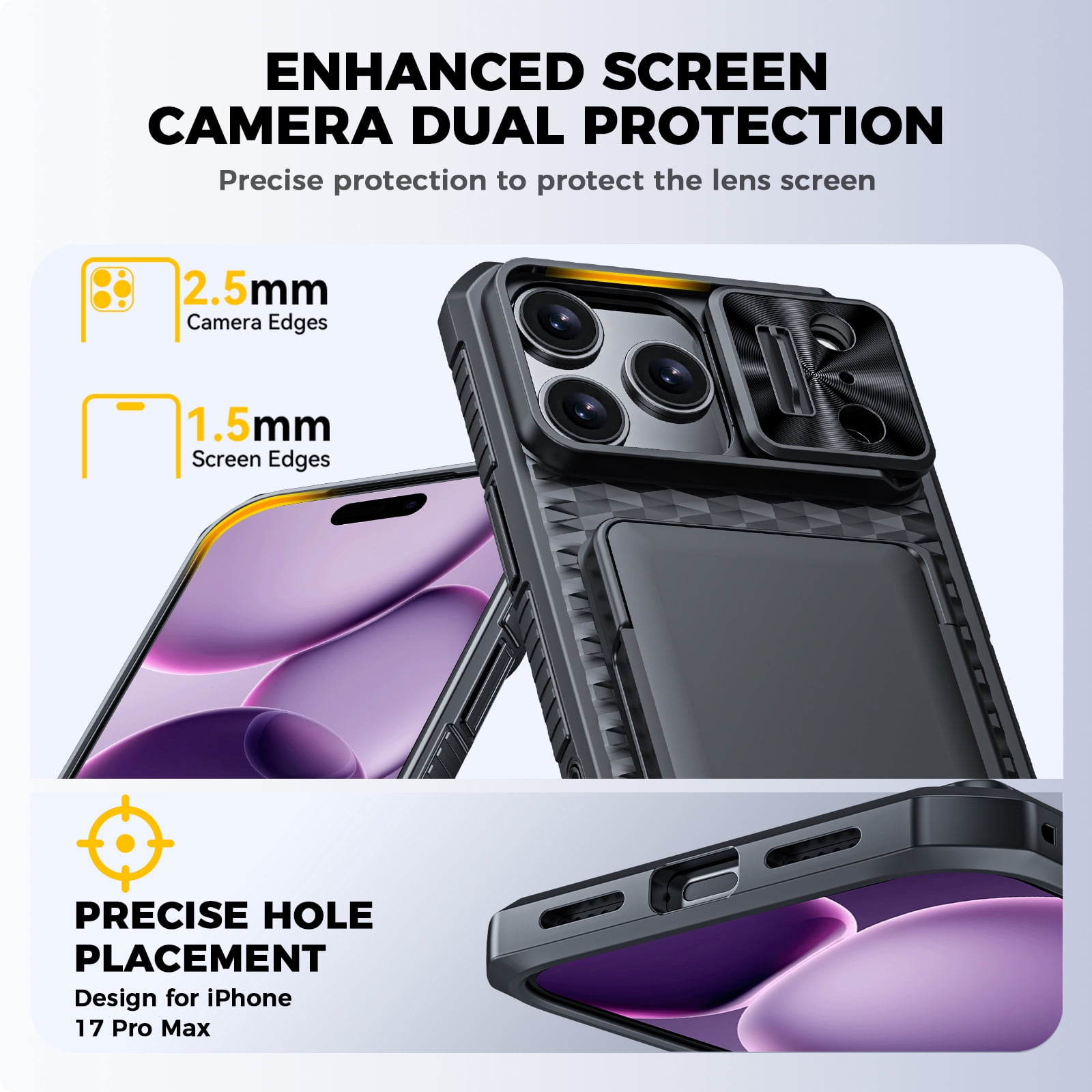Vizvera for iphone 17 Pro Max Case Wallet RFlD [Cards Holder][Camera Control][Camera Cover] Full Body Rugged Shockproof Silicone Protective Phone Case for iphone 17 Pro Max-Black