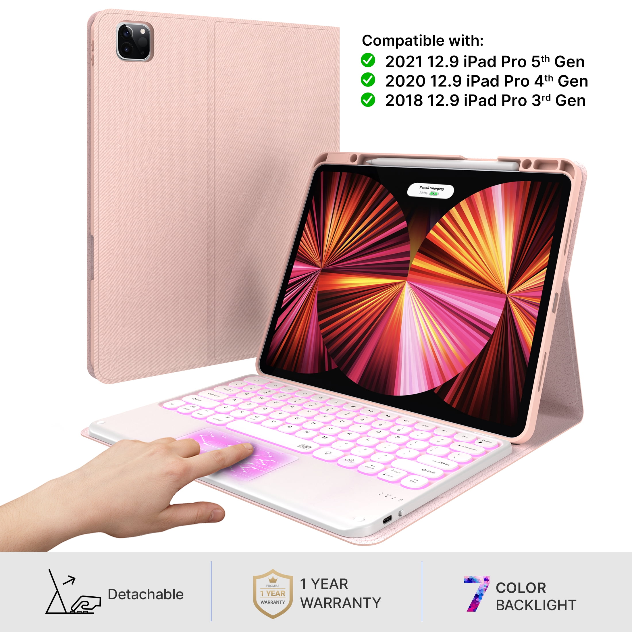 Typecase Wireless Charging Keyboard Case for iPad Pro 12.9 Pink in