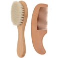 thumbnail image 1 of Small Baby Wool Brush and Curved Comb Set Goat Hair Brush For Newborn Scalp Massage Gentle Grooming, 1 of 5